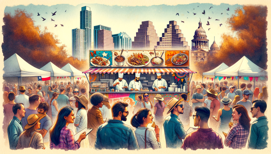 **DALL-E Prompt:** "Create an image that showcases the fusion of Texas barbecue and Indian cuisine for an exciting pop-up event in Austin, Texas. The scene should capture the vibrant energy of a bustling outdoor food market at Made In HQ, with a diverse crowd of people eagerly waiting to taste smoked oxtail and chicken biryanis. Include chefs Deepa Shridhar and Damien Brockway working together at a colorful stall adorned with both Texan and Indian cultural symbols, such as the Lone Star flag and Diyas (Indian oil lamps). The background should feature the Austin skyline and a banner for Harry Styles’s Pleasing Austin pop-up store. Emphasize the harmony and excitement of culinary innovation, diversity, and community in the heart of Texas."